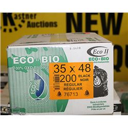 CASE OF 200 - 35 X 48 REGULAR BLACK GARBAGE BAGS