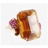 Image 1 : 14K Retro CITRINE RUBY DIAMOND Cocktail Ring