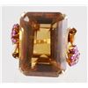 Image 2 : 14K Retro CITRINE RUBY DIAMOND Cocktail Ring
