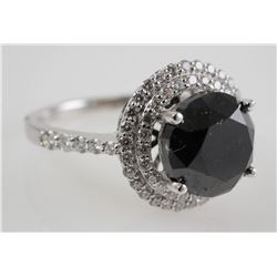 14K White Gold & BLACK DIAMOND Ring