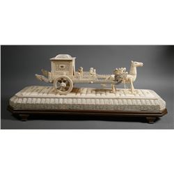 Antique Chinese Bone Sculpture Horse & Carriage