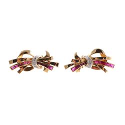 Pair 14K RUBY DIAMOND Earrings
