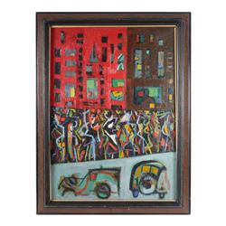 IRVING LEHMAN, NYC Street Scene, O/C