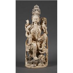 Antique Chinese Carved Ivory Guanyin 14"