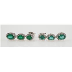 Pair 18K EMERALD & Diamond Earrings