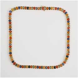 14K Yellow Gold Multi Colored SAPPHIRE Necklace