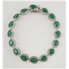 Image 1 : 14K White Gold EMERALD & DIAMOND Bracelet