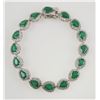 Image 1 : 14K White Gold EMERALD & DIAMOND Bracelet