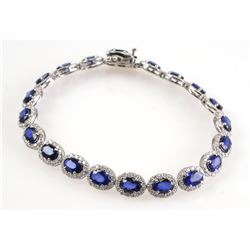 14K White Gold SAPPHIRE & DIAMOND Bracelet