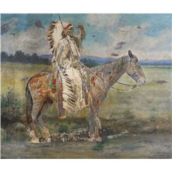 W.W. SCOTT, Large Indian Chief Photo, Hand Colored