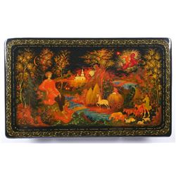 Wake Me Early—Russian Lacquer Box—Signed—1984