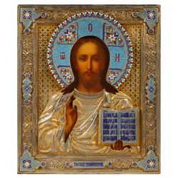 19c Russian Icon, Christ Pantokrator