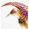 Image 2 : 18K DIAMOND RUBY & SAPPHIRE Bird Brooch