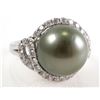 Image 1 : Platinum DIAMOND & TAHITIAN Pearl Ring