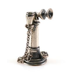 Sterling Miniature Antique Candlestick Telephone