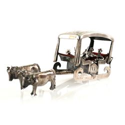 Portuguese 833 Silver Oxen Sled Carriage