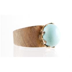 14K Yellow Gold TURQUOISE Cabochon Ring