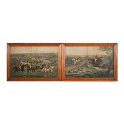 Pair of 19th Century Hunt Lithographs, Colored