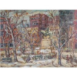 HENRY ENSEL, New York in Winter, O/CB, Early 20th