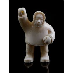 Ivory Carving Eskimo Hunter with Spear