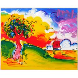 PETER MAX—Quiet Lake Embellished Serigraph—Signed