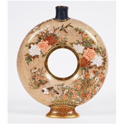 Meiji SATSUMA Moon Flask Vase, Seikozan