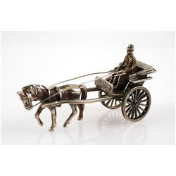 Dutch Silver 835 Miniature Horse & Carriage Buggy