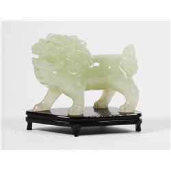 Green Carved Quartz Chinese Foo Dog Sculpture