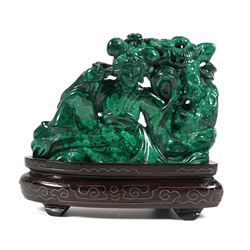 Chinese Carved Malachite Guanyin Statue