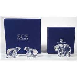 Swarovski Crystal Mother Polar Bear Cubs Figurine