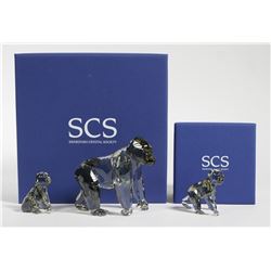 (2) Swarovski Crystal Gorilla Figurines