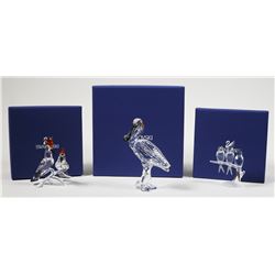 (3) Swarovski Crystal Bird Figurines