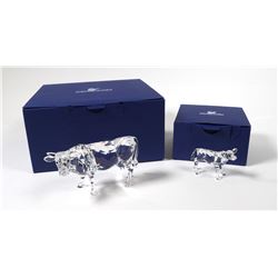 (2) Swarovski COWS, Mother and Child