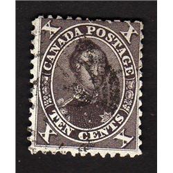 CANADA #16 USED BLACK BROWN PERF 11.75 