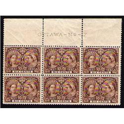 #55 VF NH UPPER PLATE BLOCK JUBILEE No 