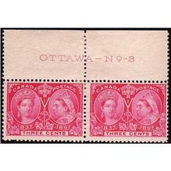 #53 MINT LH UPPER PLATE PAIR OTTAWA No8