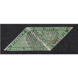 NEWFOUNDLAND #3 XF-USED IMPERF PAIR & C