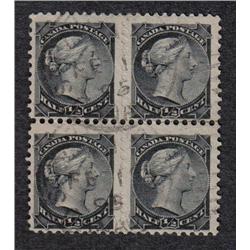 #34b USED BLOCK OF 4 WITH TWO IMPERF HO