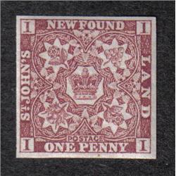 NEWFOUNDLAND #1 IMPERF XF-NH C$450,00
