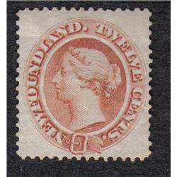 NEWFOUNDLAND #28a XF-LH THIN YELLOW PAP