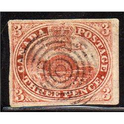 Canada #1 XF- LAID LINES IMPERF BEAVER 