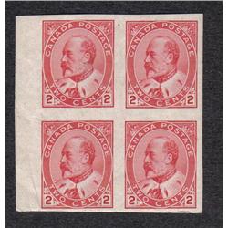 #90a VF NH IMPERF MARGIN BLOCK OF 4  C$300,00