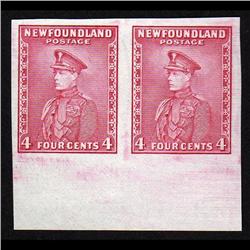 NEWFOUNDLAND #189a-var XF IMPERF BOTTOM MARGIN PAIR