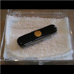 GEORGE BUSH PERSONAL PEN KNIFE SIGNED MARCH 3, 1983 + CARD SIGNED AND AUTHENTICITY LETTER