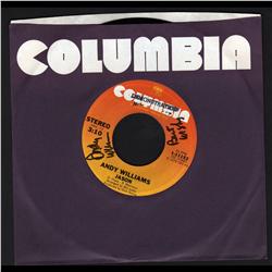 ANDY WILLIAM SCARF & SIGNED RECORD WITH AUTHENTICITY ENVELOP