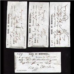 OLD BANK CHECK OF YEAR 1848 & 1849 FRIM THE BANK OF MONTREAL SIGNED BY S.W. MINICK