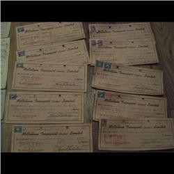 40 OLD BANK CHECK YEAR 1940's TO 50's, STAMPS, CANCEL ETC….