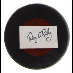 BRUINS BOSTON PUCK WITH TERRY O'REILY PRINTED SIGNATURE