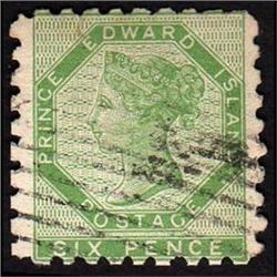 PRINCE EDWARD ISLAND #3 VF USED RARE C$1500.00+++ 