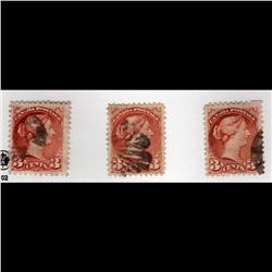 Canada #37e, 37ii, 37iii USED PERF 11.5x12 VARIETY
